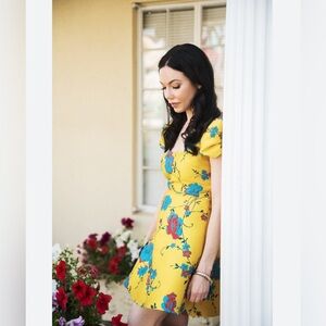 LPA floral‎ jacquard dress yellow size Small